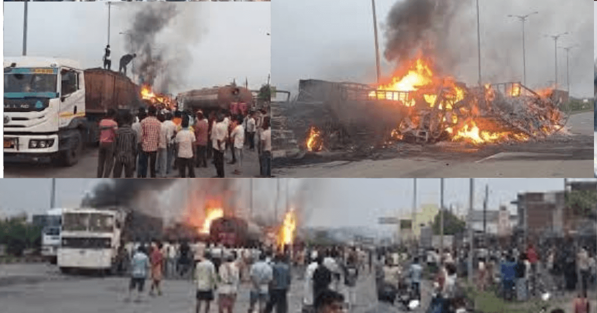 गिरिडीह में भीषण सड़क हादसा: डुमरी टोल प्लाजा के पास तीन ट्रकों की टक्कर के बाद आग, ड्राइवर-खलासी जिंदा जले