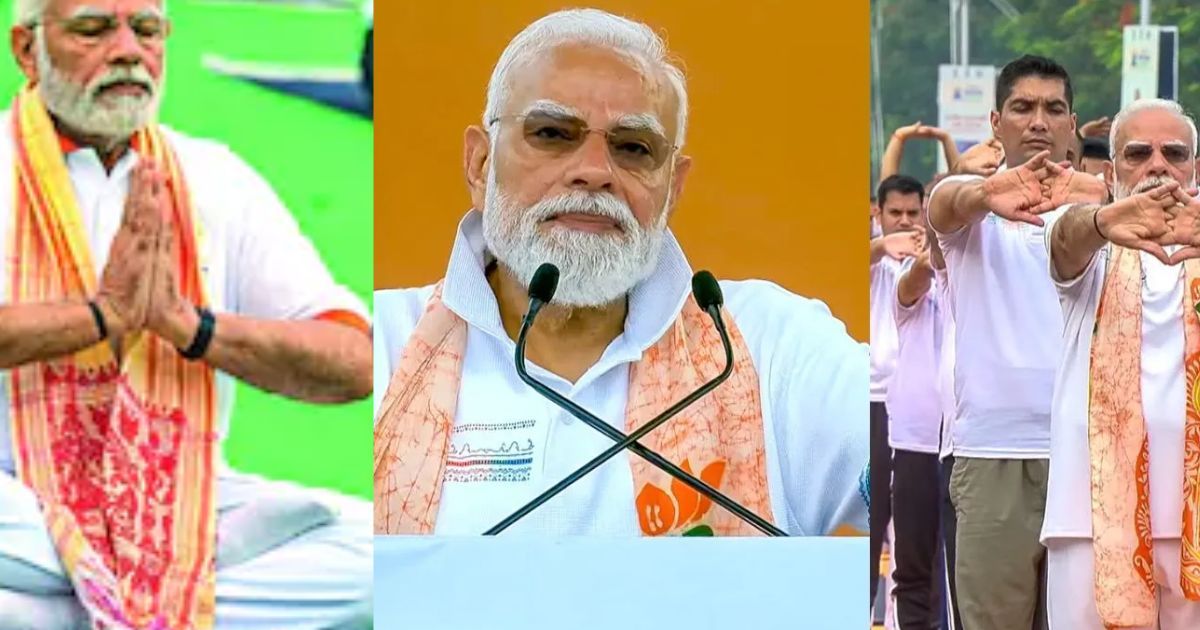 कोलकाता के रेड रोड पर योग गुरु बने पीएम मोदी, हजारों लोगों के बीच घूम-घूमकर सिखाए योगासन